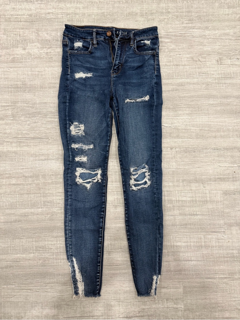 American Eagle Outfitters Dark Blue Distressed Jeggings